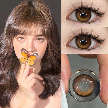 1Pair Hot Selling Colored Contact Lenses for Eyes With Diopters 0~-8.00 Degree Green Makeup Lens Soft Korea Beauty Pupils